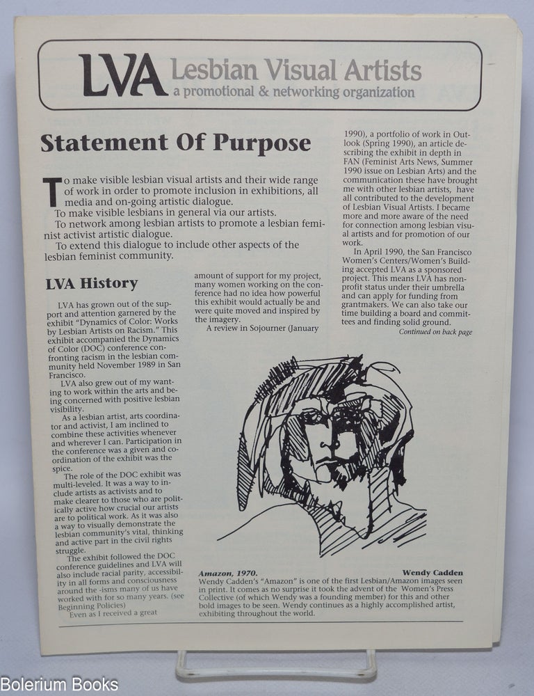 Cat.No: 324295 LVA: Lesbian Visual Artists, a promotional & networking organization;...