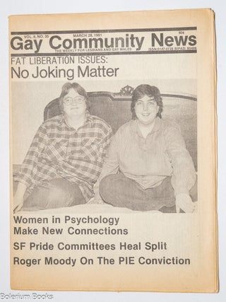 Cat.No: 324816 GCN: Gay Community News; the weekly for lesbians and gay males; vol. 8,...