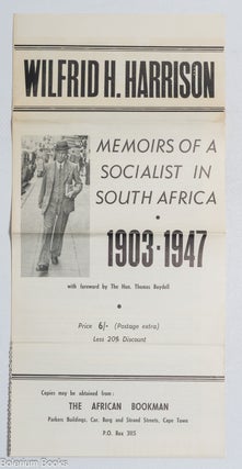 Memoirs of a socialist in South Africa, 1903-1947