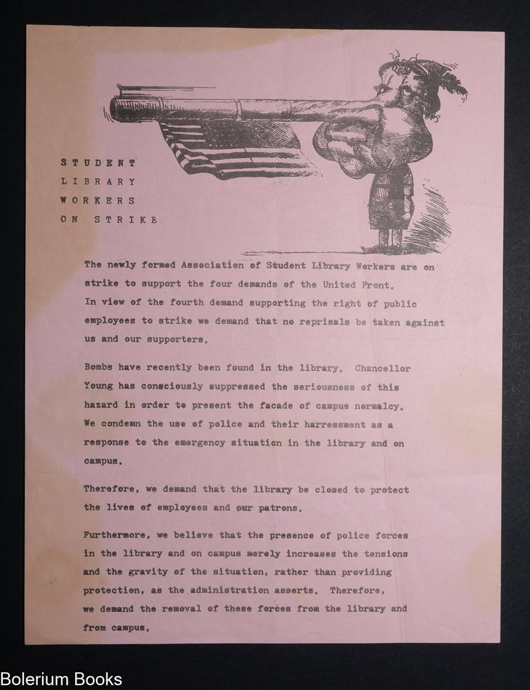 Student Library Workers on Strike handbill