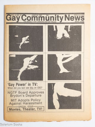 Cat.No: 325184 GCN: Gay Community News; the weekly for lesbians and gay males; vol. 8,...