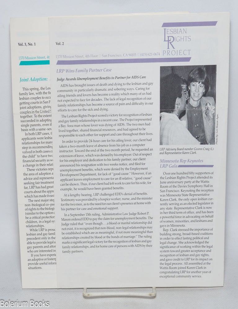 Cat.No: 325434 Lesbian Rights Project [newsletter] [two issues