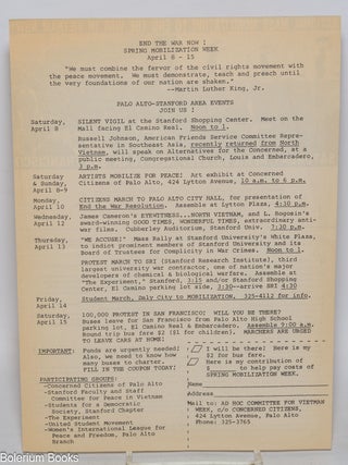Cat.No: 325457 End the war now! Spring mobilization week April 8-15 [handbill