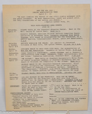 Cat.No: 325457 End the war now! Spring mobilization week April 8-15 [handbill