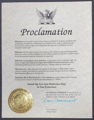 Cat.No: 325497 Proclamation… Therefore be it resolved that I, Tom Ammiano, Acting Mayor...