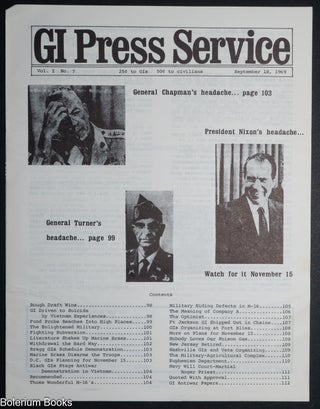 Cat.No: 325979 GI press service; Vol. 1 no. 7 (Sept. 18, 1969