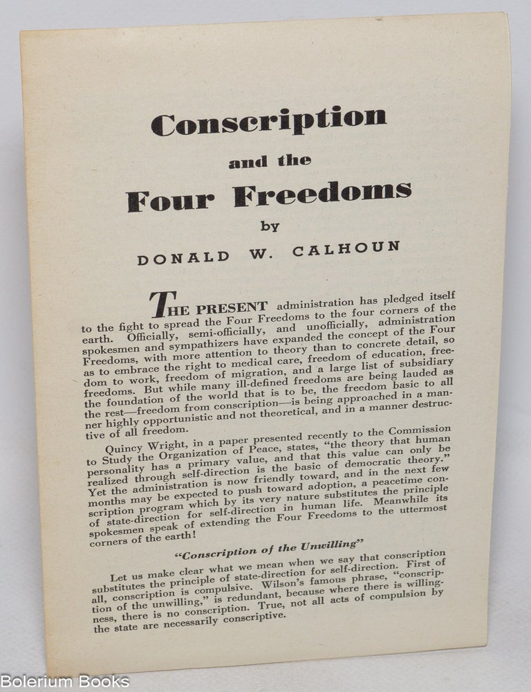 Conscription and the Four Freedoms | Donald W. Calhoun