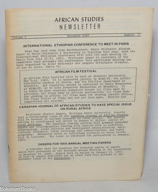 Cat.No: 327056 African Studies Newsletter; vol. 1, no. 7 (December 1968