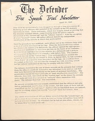 Cat.No: 327529 The Defender: Free Speech Trial Newsletter (April 25, 1965