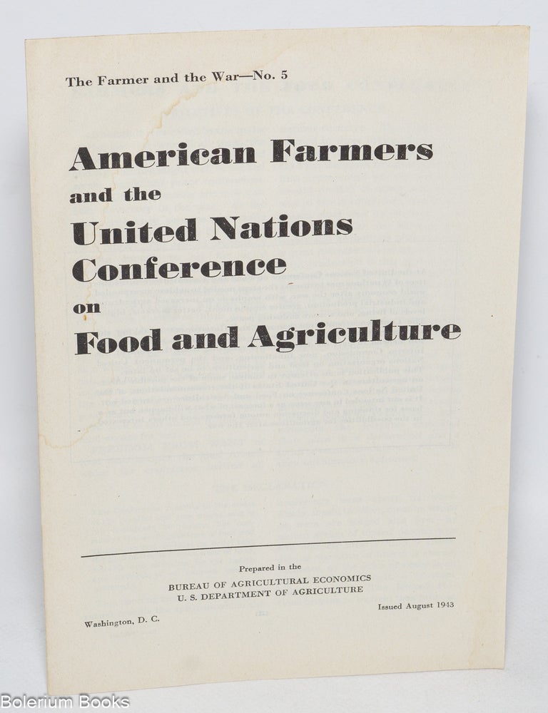 Cat.No: 327620 American farmers and the United Nations conference on food and