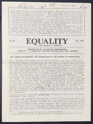 Cat.No: 327782 Equality: for readers' control. No. 22 (September 1970