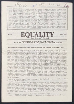 Cat.No: 327782 Equality: for readers' control. No. 22 (September 1970