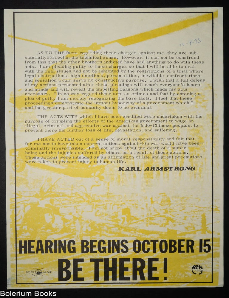Cat.No: 327834 Hearing begins October 15, be there! [poster]
