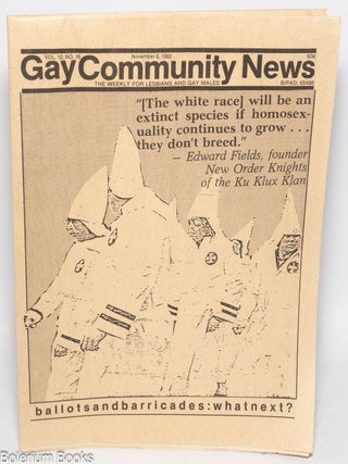 Cat.No: 327886 GCN: Gay Community News; the weekly for lesbians and gay males; vol. 10,...
