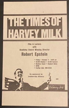 Cat.No: 328601 The Times of Harvey Milk: Film and lecture with Academy Award winning...