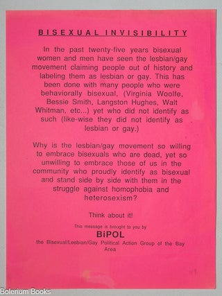Cat.No: 328696 Bisexual Invisibility [handbill