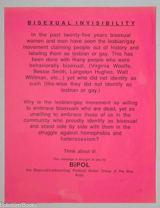 Cat.No: 328696 Bisexual Invisibility [handbill