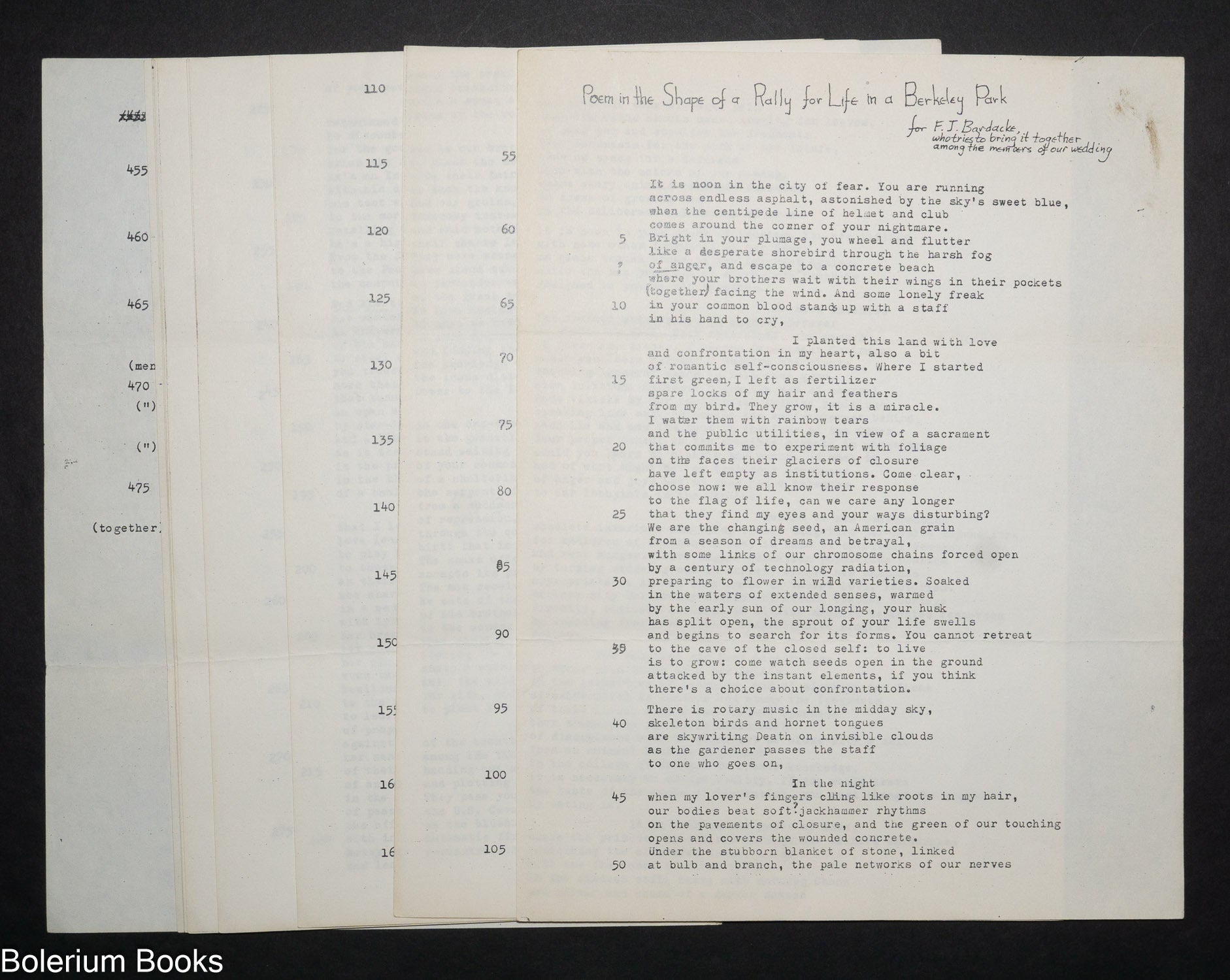 Poem in the shape of a rally for life in a Berkeley park; for F.J ...
