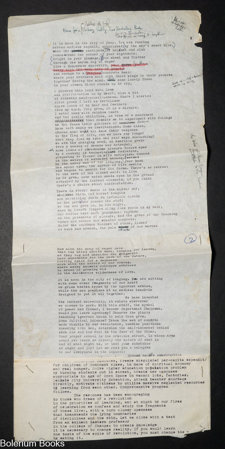 Poem in the shape of a rally for life in a Berkeley park; for F.J ...