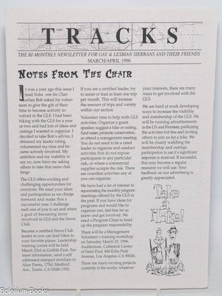 Cat.No: 329382 Tracks: the bi-monthly newsletter for Gay & Lesbian Sierrans and their...
