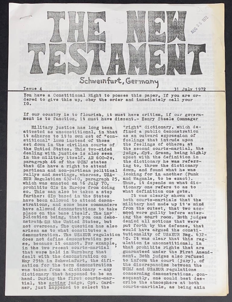 Cat.No: 329423 The New Testament. Issue 4 (31 July 1972)