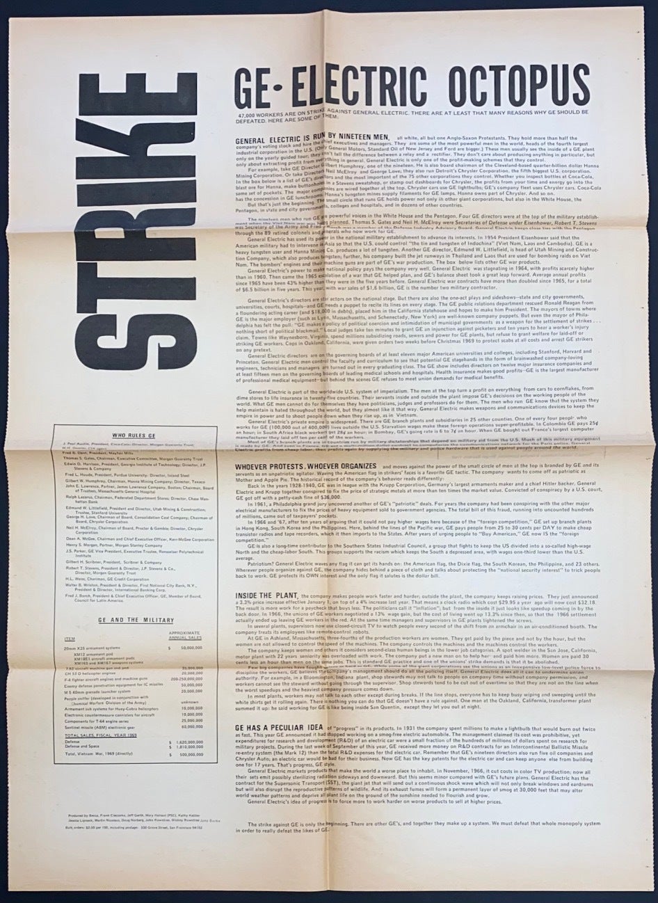 Strike: GE - electric octopus broadside, with poster on verso captioned ...