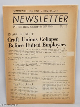 Cat.No: 329520 Committee for union democracy newsletter, no. 5