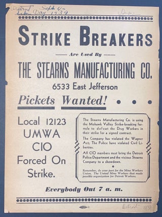 Cat.No: 329526 Strike breakers are used by the Stearns Manufacturing Co. 6533 East...