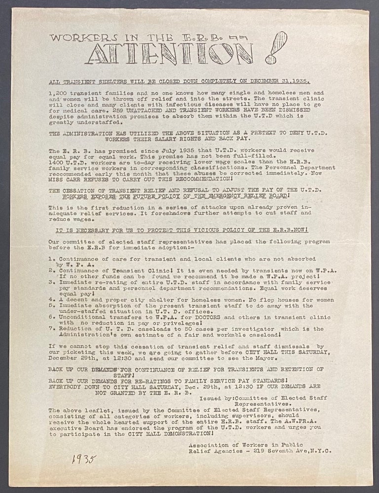 Cat.No: 329528 Workers in the ERB - Attention! [handbill]