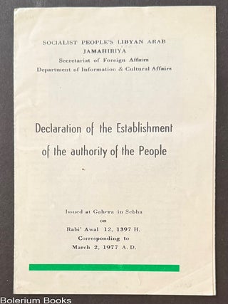 Cat.No: 330687 Declaration of the establishment of the authority of the people