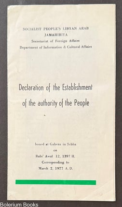 Cat.No: 330687 Declaration of the establishment of the authority of the people