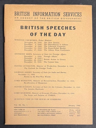 Cat.No: 331179 British Speeches of the Day. Churchill. Anthony Eden. Oliver Lyttelton....
