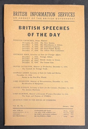 Cat.No: 331179 British Speeches of the Day. Churchill. Anthony Eden. Oliver Lyttelton....