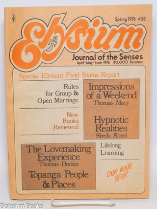 Cat.No: 331241 Elysium Institute's Journal of the Senses #35 (spring 1976). Ed Lange
