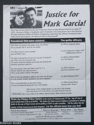 Cat.No: 331367 Justice for Mark Garcia [handbill