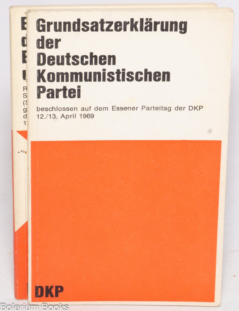 Cat.No: 331422 Grundsatzerkl&auml;rung der Deutschen Kommunistischen Partei [and] Einig handeln f&uuml;r demokratische Erneuerung von Staat und Gesellschaft, Referat von Kurt Bachmann [two booklets together]