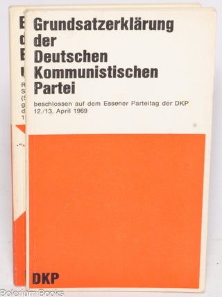 Cat.No: 331422 Grundsatzerkl&auml;rung der Deutschen Kommunistischen Partei [and] Einig...