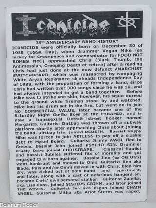 Cat.No: 331846 Iconicide, 35th anniversary band history