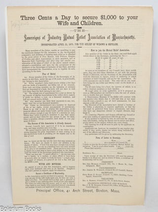 Cat.No: 332080 Three cents a day to secure $1,000 to your Wife and Children [handbill