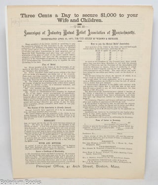 Cat.No: 332080 Three cents a day to secure $1,000 to your Wife and Children [handbill