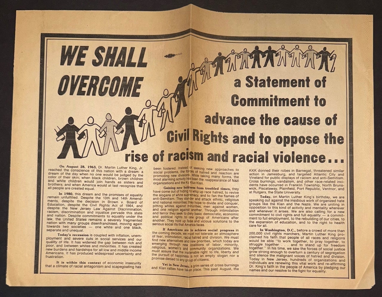 Civil Rights Racism We shall overcome: a statement of commitment to advance the cause of ...
