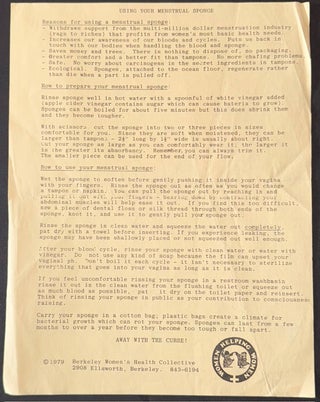 Cat.No: 332632 Using your menstrual sponge / How to use your speculum [handbill