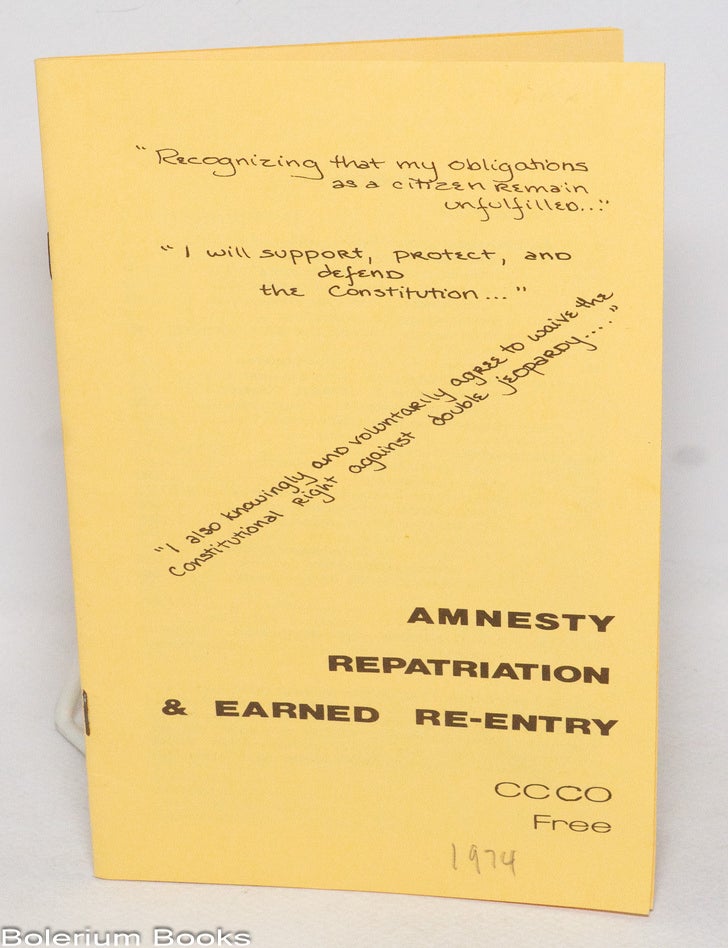 Cat.No: 332711 Amnesty, Repatriation & Earned Re-Entry