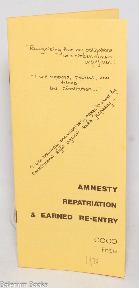 Cat.No: 332711 Amnesty, Repatriation & Earned Re-Entry
