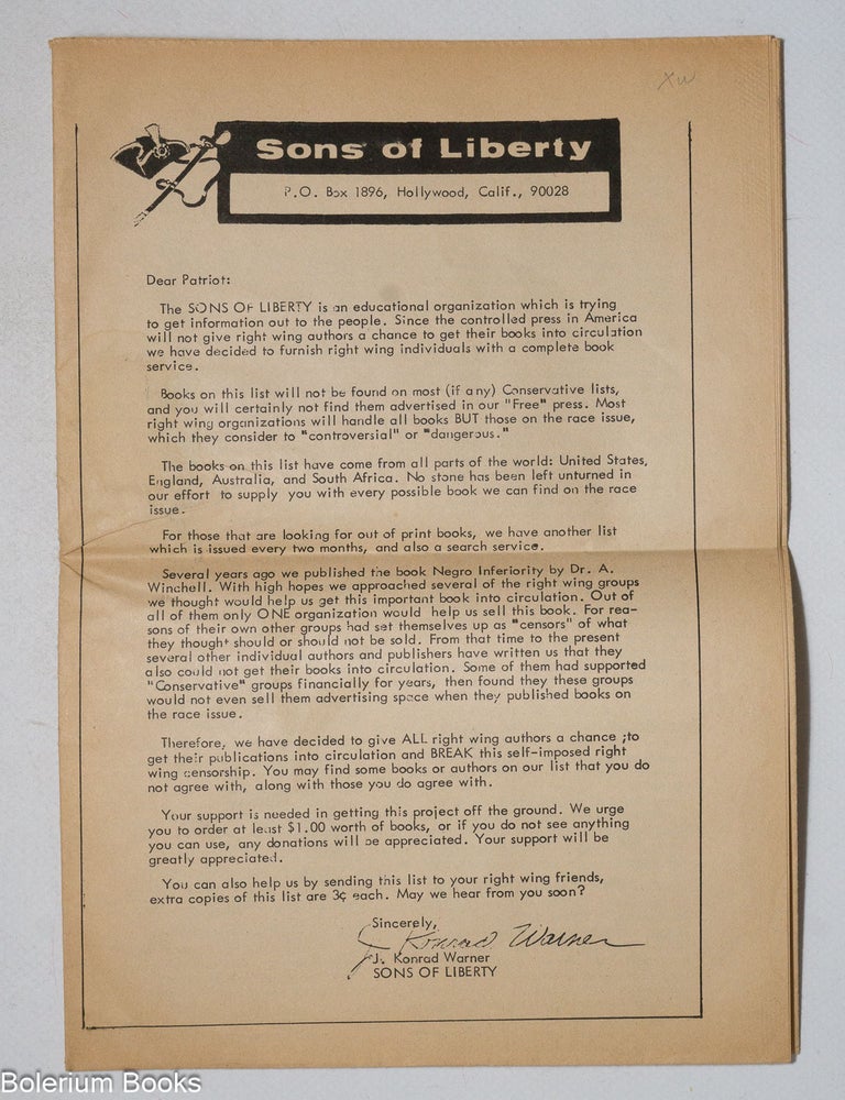 Cat.No: 332972 Sons of Liberty. J. Konrad Warner.
