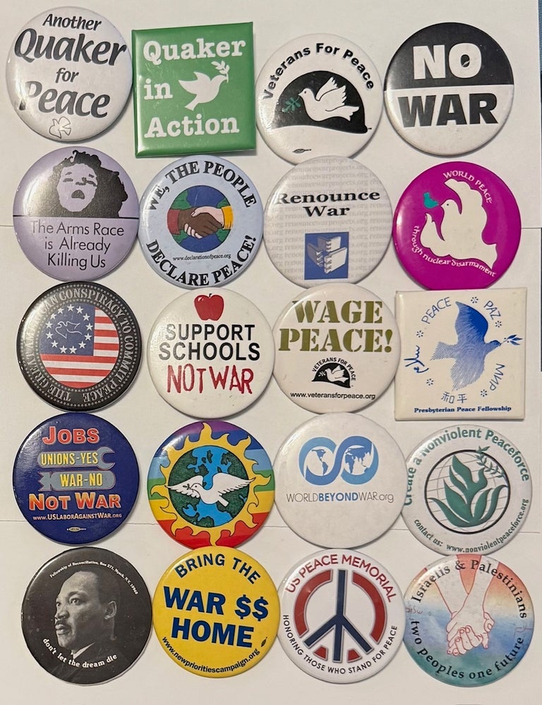 Cat.No: 333048 [Twenty peace-related pins from the collection of Quaker activist David Hartsough]