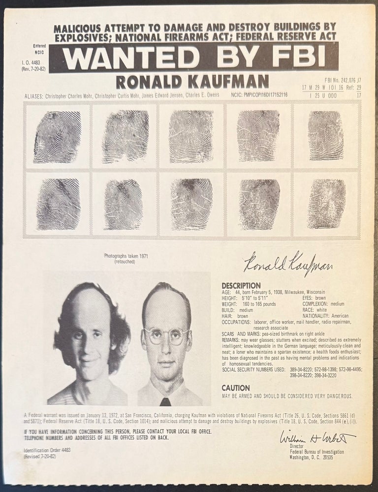 Cat.No: 333230 Wanted by FBI / Ronald Kaufman [wanted poster]