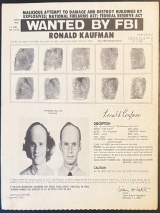 Cat.No: 333230 Wanted by FBI / Ronald Kaufman [wanted poster