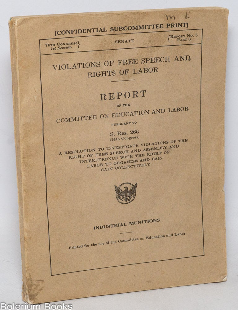 Industrial munitions. Confidential subcommittee print | United States ...