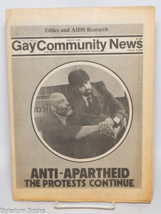 Cat.No: 333311 GCN: Gay Community News; the weekly for lesbians and gay males; vol. 12,...